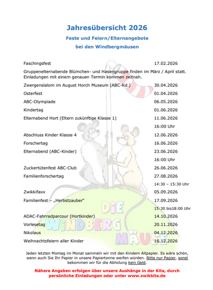 Jahresplanung 2026 Kita Windbergmäuse