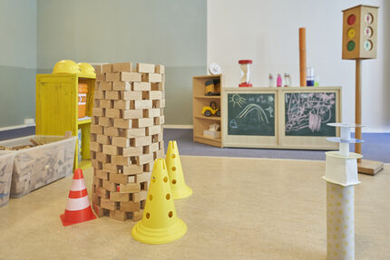 Wer will fleißige Handwerker sehen - der Bauraum in der Kita