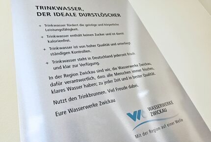 Hinweistafel zum Trinkwasser