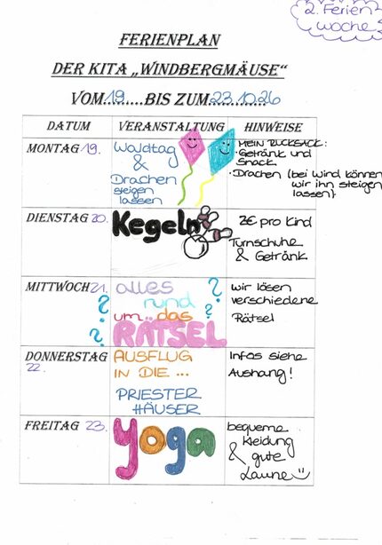 2. Ferienwoche Herbstferien 26