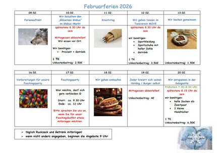 Winterferienplan 2026 im Hort Marienhof